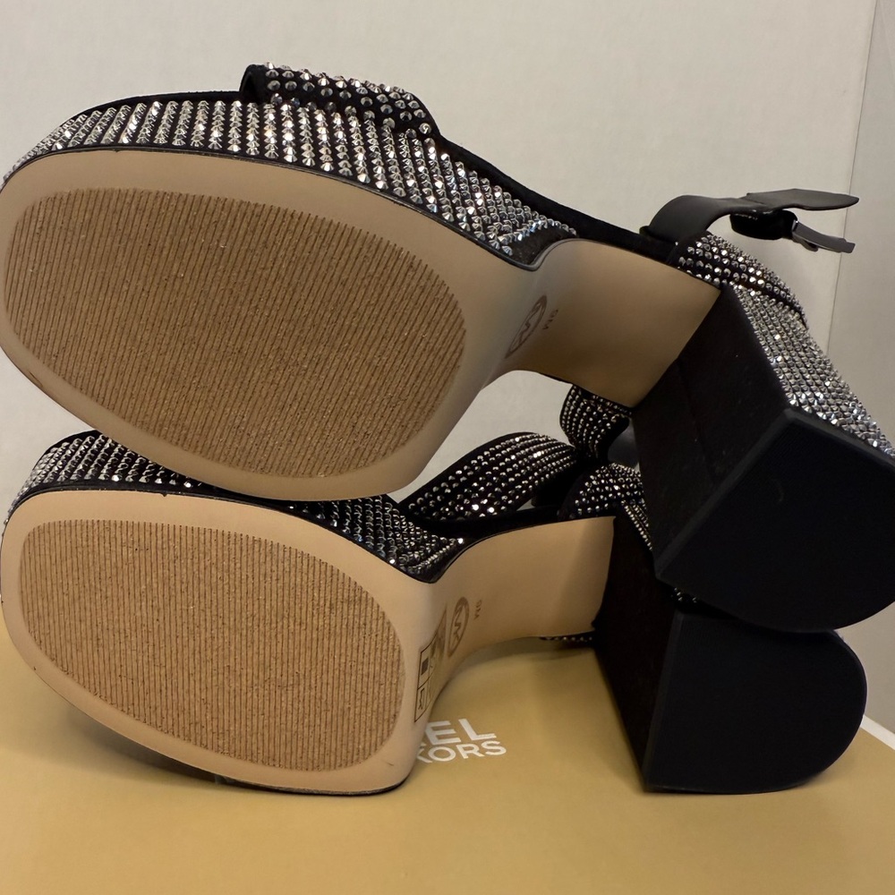Michael Kors Elegant Black and Silver Women's Platform Heels - Picture 11 of 13
